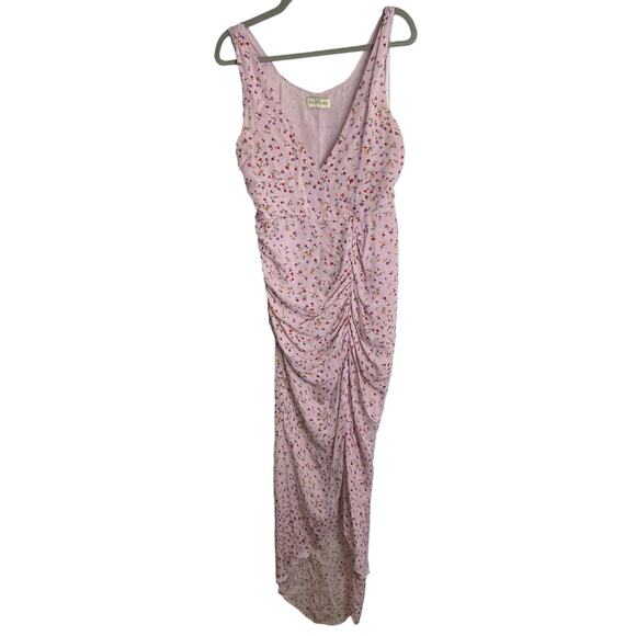 Nicholas Drape Front Sheath Silk Dress Ruched Asymmetrical Floral Lighweight US8 - Picture 5 of 12